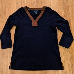 Lauren by Ralph Lauren Blouse with Suede Accents